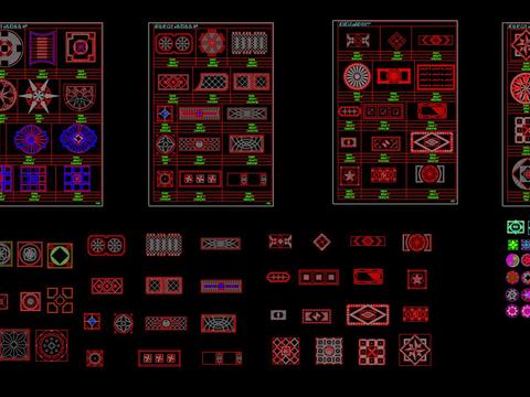  中式拼花花格雕花CAD图库 