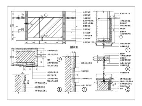  玻璃隔断装修节点大样 