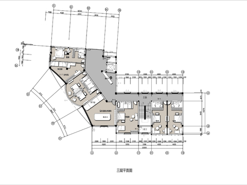  1500㎡三层妇产月子中心cad平面图 