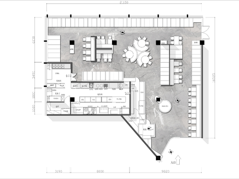  300㎡广东自助餐厅cad平面图 