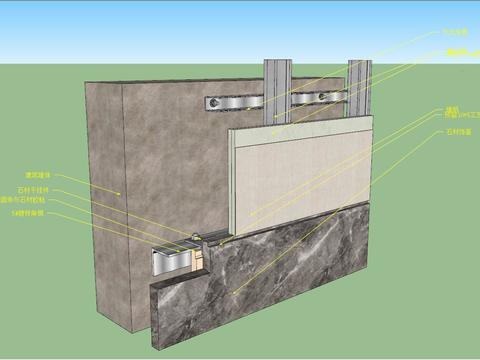  石材与墙纸相接cad节点图 