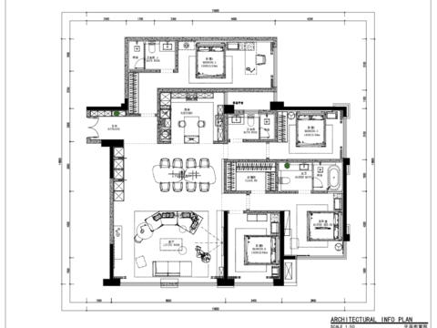  DIA丹健國際-成都合能楓丹鉑麓188戶型cad施工圖 