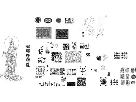  中式图案花纹cad施工图 