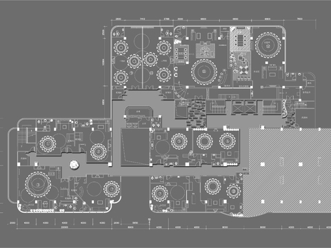  酒店餐厅中式包房cad平面图 