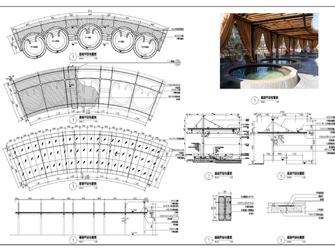  花语池廊架cad详图 