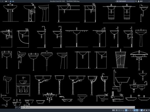  台盆立面CAD图库 