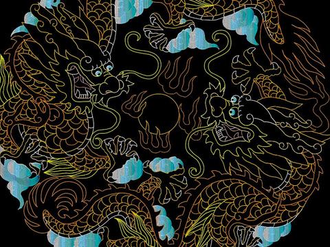  龙纹雕花cad图库 