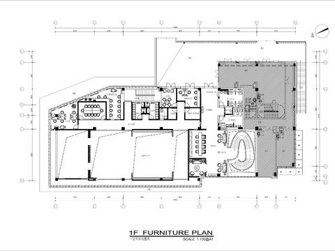  2000㎡高端楼盘售楼部cad平面图 