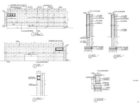  新中式入口流水水景墙水景节点大样图 