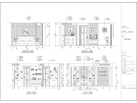  精装别墅主卧室立面图 节点大样图 