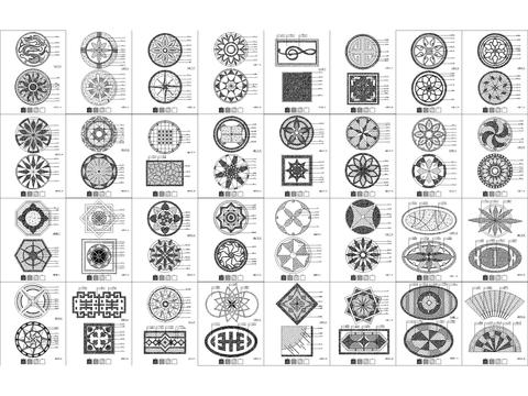  地面拼花cad图块 