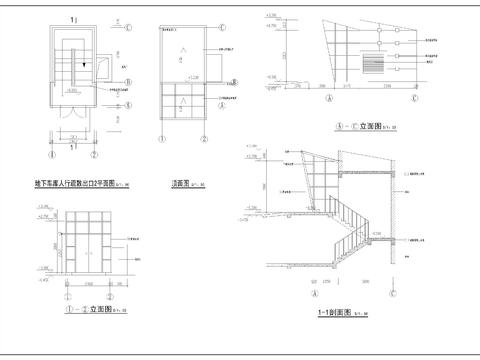  地下车库出口cad立面图 