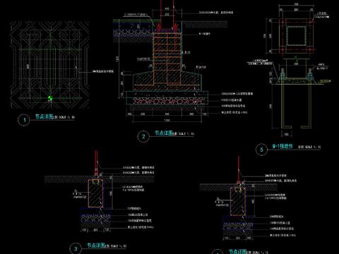  新中式廊架CAD节点大样 