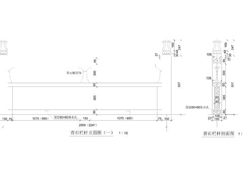  青石栏杆大样图 
