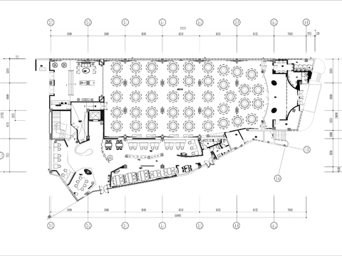  1200㎡欧式酒店宴会厅cad平面图 