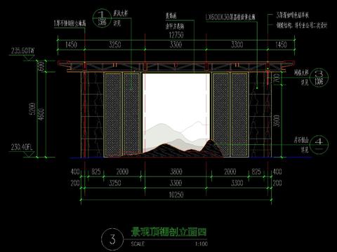  新中式 休闲廊架CAD施工图 