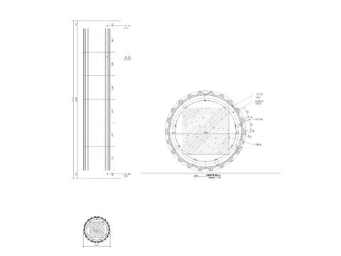  瓦楞大理石包圆柱立面节点大样 
