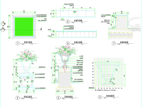  花砵cad立面图 