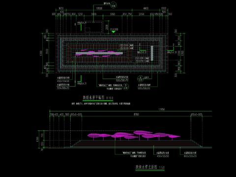  跌水水景cad大样图 