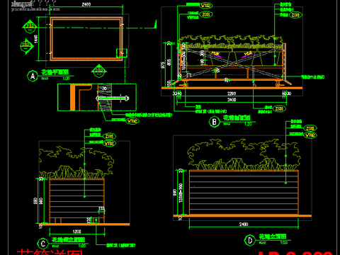  园林花箱cad大样图 