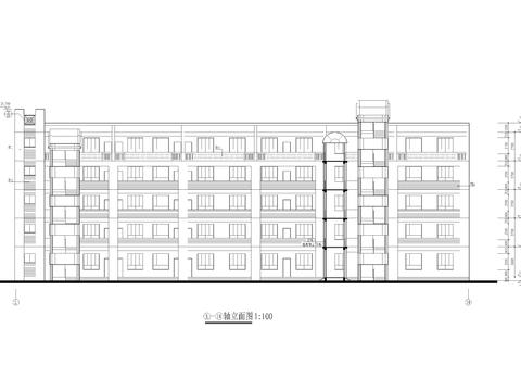  五層中學教學實驗樓建筑CAD施工圖 