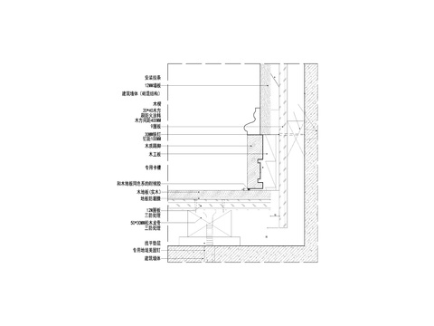 踢脚线cad节点大样图 