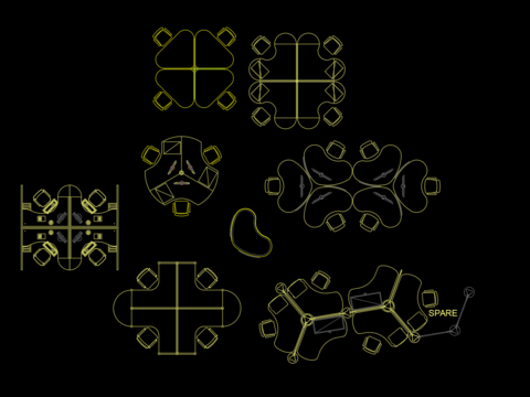  个性异型圆弧型职工办公室卡座CAD图库 