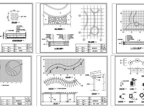  艺术花架cad节点图 