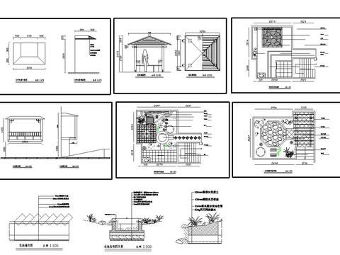  庭院花园cad平面图 