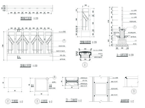  墙栏CAD节点大样 