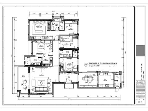  美式平层家装CAD施工图 