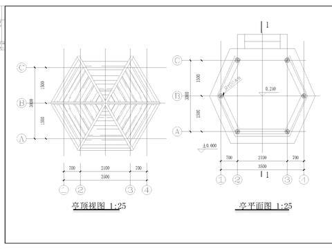  六角亭cad大样图 