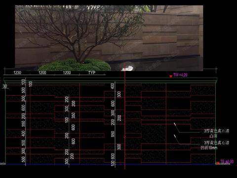  真石漆喷涂 围墙CAD节点大样 