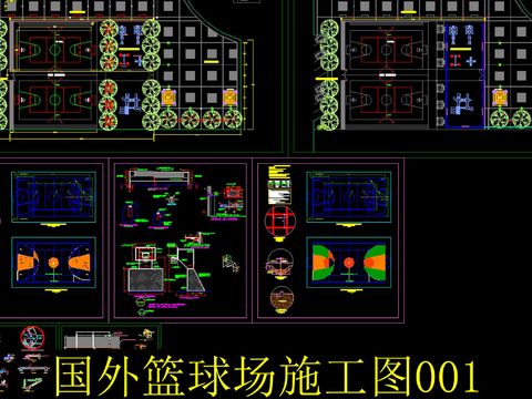  籃球場cad施工圖 