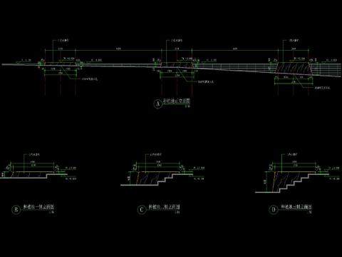  现代台阶坡道异形水磨石种植池节点大样 