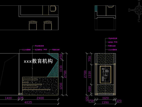  教育机构cad施工图 