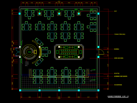  自助餐区cad平面图 