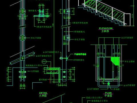  楼梯楼梯CAD节点大样 