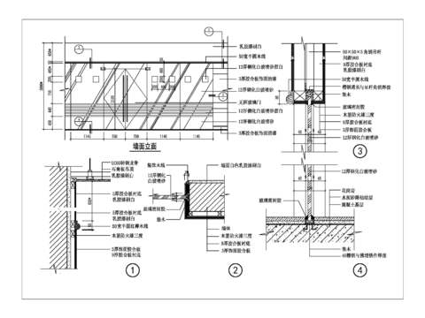  石材玻璃隔断装饰节点大样 
