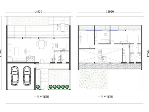  508m2兩層獨(dú)棟住宅cad平面圖 