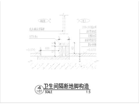  淋浴间玻璃隔断地角CAD节点大样 