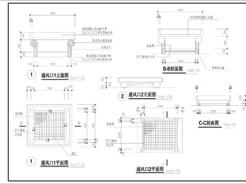  通风口cad详图 