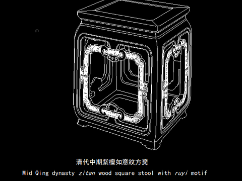  明清中式古典凳cad图库 