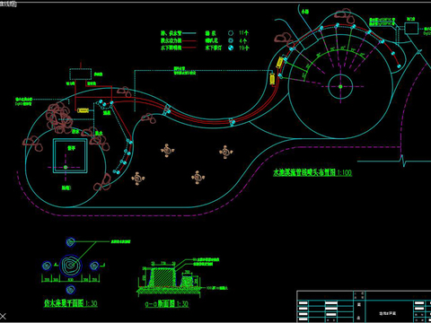  假山水池cad图纸 