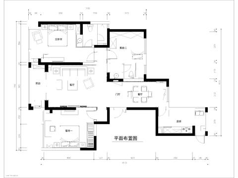  现代家装全套施工图 平面布置图 水电路图 顶面造型吊顶图cad施工图 