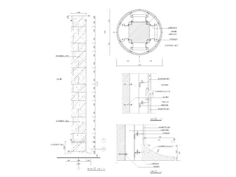  大理石包圆柱施工详图 剖面节点cad大样图 