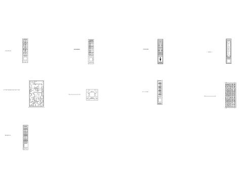 中式方格纹理隔断 屏风cad图库 