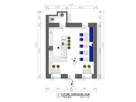  咖啡店 奶茶店cad平面图 