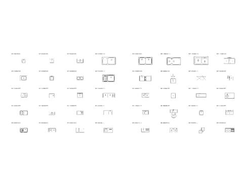  现代厨房用品 厨具 厨卫用具 水槽 洗菜盆平面CAD图库 