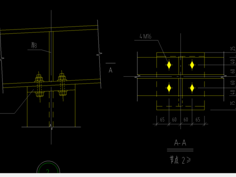  300X250屋面梁柱连接节点构造CAD详图 
